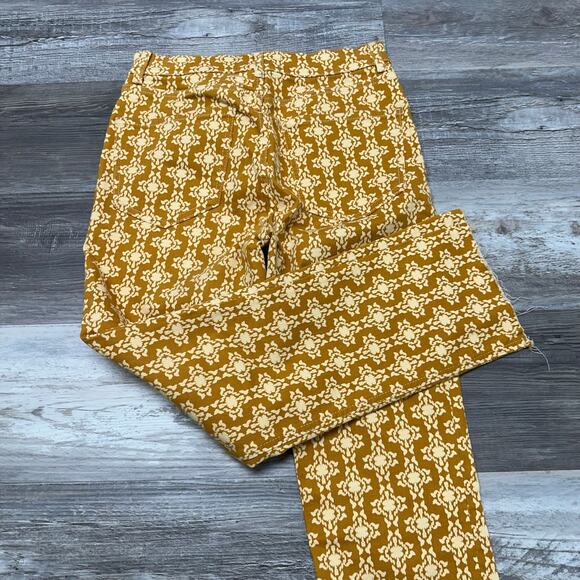 Zara The Dreed Burnt Orange Womens 8 Moroccan AOP Raw Hem Cropped Flare Jeans - Picture 3 of 12